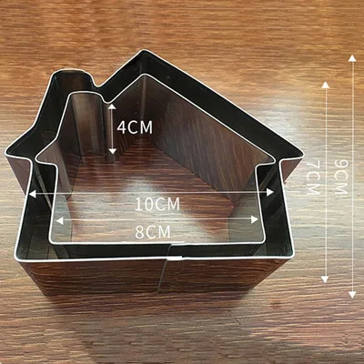 House 2 шт./компл. Нержавеющая сталь печенья набор из быстрорежущей инструментальной стали круглого мусс кольца для декорирования торта салат кольцо Кондитерские инструменты аксессуары - Цвет: House