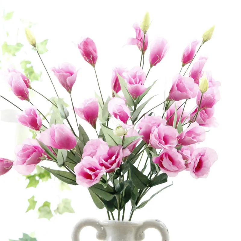 79 см Искусственный цветок 7 голов Eustoma мягкий домашний Рождественский свадебный Декор Искусственный цветок из шелка DIY свадебный букет 1 шт