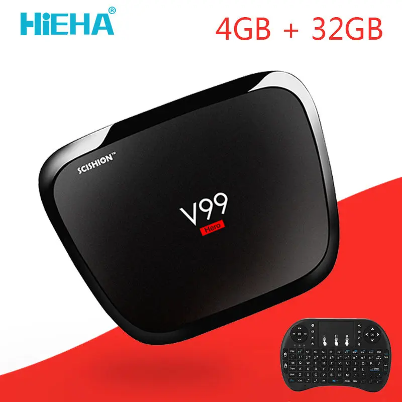 V99 Герой Android ТВ коробка 4 ГБ оперативной памяти 32 6.0 Умные телевизоры rk3368