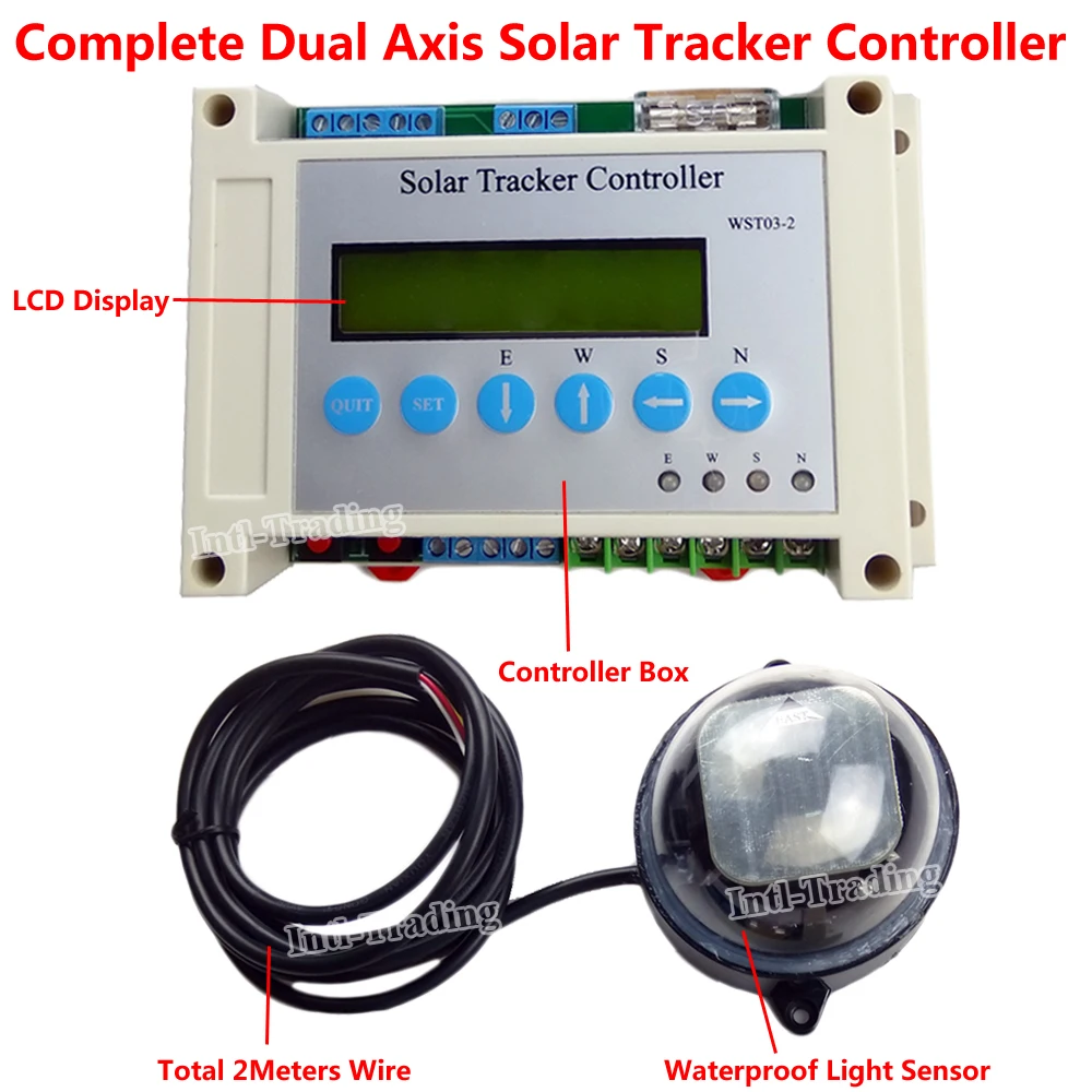 12V Solar Tracking Track Dual Axis Tracker +10&quot Linear Actuator 1500N Motor +LCD Controller +Wind Speed Sensor 3 Cups Anemometer |