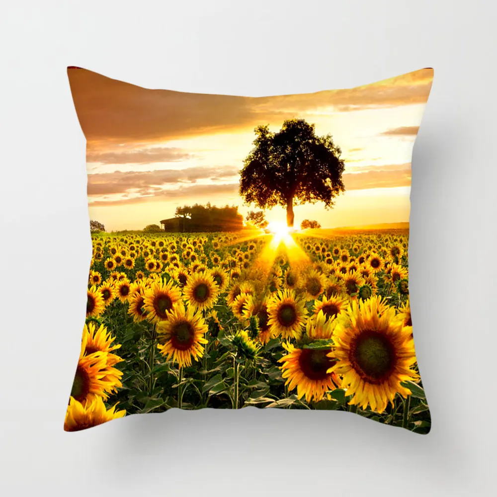 Чехлы для подушек с рисунком подсолнуха Fuwatacchi наволочка в виде листьев заката