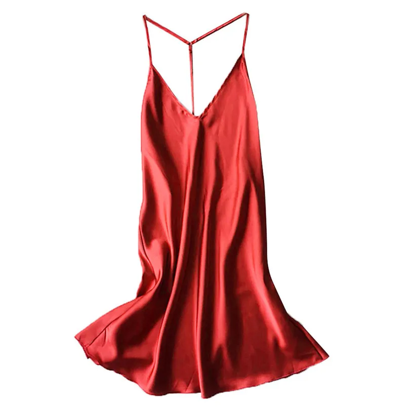 Nightgowns Для женщин Sexy пижамы Лето Для женщин сексуальные пеньюары атласные шелковые короткие женские платья для сна Белье для сна Ночное платье 4EM - Цвет: Nightgowns
