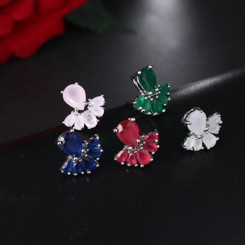 Женские серьги гвоздики с фианитом различные цвета|stud earrings|different earingsearrings style |