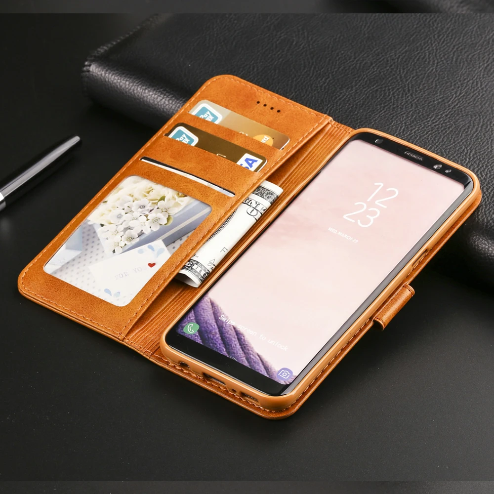Luxury Leather Flip Case For Samsung Galaxy S8 Plus Soft Silicone Cover Card Holder Wallet Coque | Мобильные телефоны и