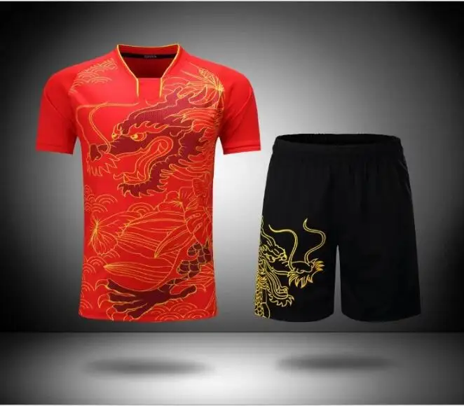 

China Dragon Uniforms Tennis T Shirts + Shorts , Kids Women Badminton T-shirts , Ma long ping pong Jersey , tennis table clothes