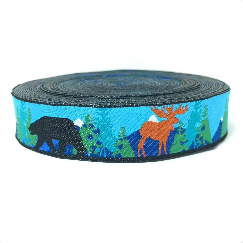 

Тканая жаккардовая лента с мультяшным медведем и оленем, 7/8 дюйма, 22 мм, 10 ярдов/комплект, корсажная лента, бант для волос «сделай сам», ручная...