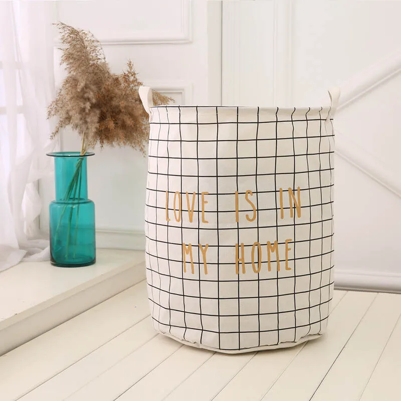 Storage Basket Nordic Stly open cotton linen dirty laundry bucket household toys sundries storage folding hamper basket | Дом и сад