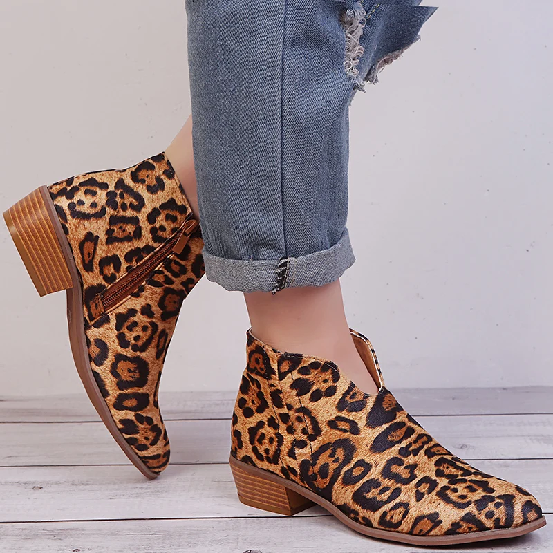Botines mujer/Большие размеры 35 43 ботильоны для женщин на низком каблуке с глубоким