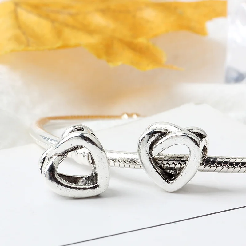 5PCS HTevak Silver Plated Charm Metal Hollow Irregular Heart Spacer Love Bead Fit DIY Bracelet Choker Couple Jewelry Making | Украшения и