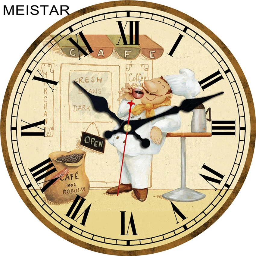 MEISTAR модные настенные часы рисунок Кук дизайн бесшумный Прочный Кухня Офис Гостиная декоративные художественные настенные часы