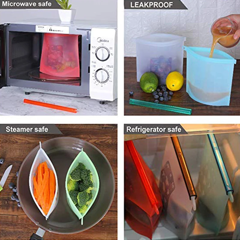 Tebrigo сумки для морозильной камеры многоразовые Ziplock силиконовые вакуумные