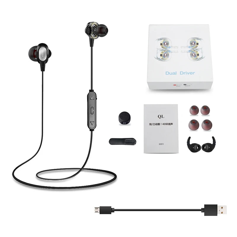 ANBES двойной привод Bluetooth наушники бас сабвуфер V4.1 для телефона Mp3 Спорт гарнитура