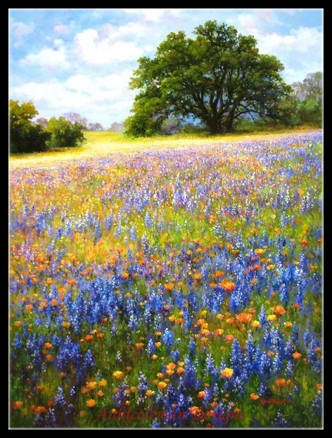 Набор для вышивки "Needlework for embroidery DIY DMC High Quality" - счетный крестик на 14 кт, масляная краска "Сладкий аромат весны".