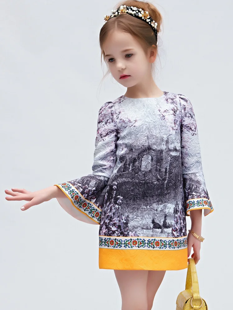 Модное платье для девочек с рисунком чернил Весеннее национальное принцессы