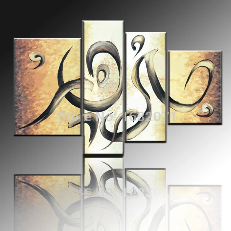 Топ художника ручной работы Группа Абстрактная Золотая картина маслом на холсте