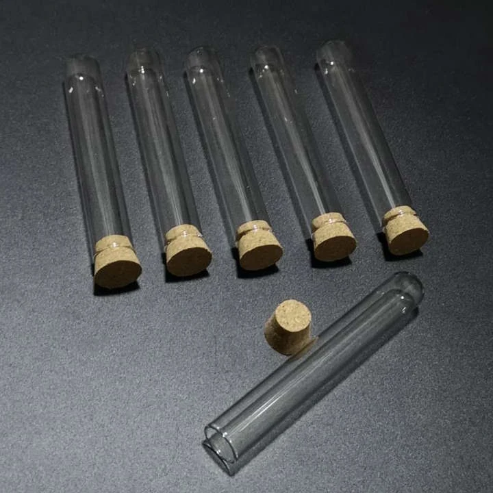

50pcs/lot 15x100mm Round bottom Glass test tube with cork stopper Cap for Lab Experiments