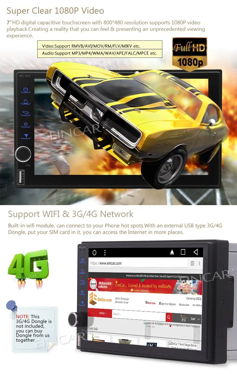 Eincar Восьмиядерный Android 7 1 без dvd плеера 2 Din автомобильная Стерео gps навигация