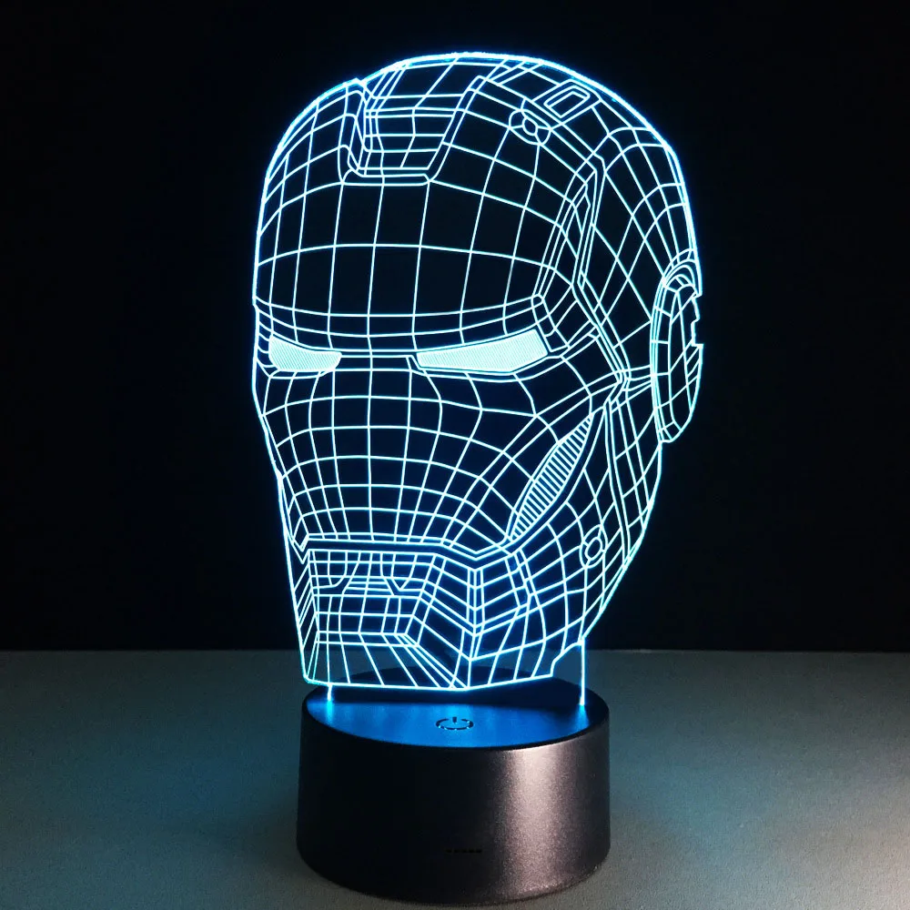 Железный человек светодиодная настольная лампа 3D Оптическая иллюзия ночник