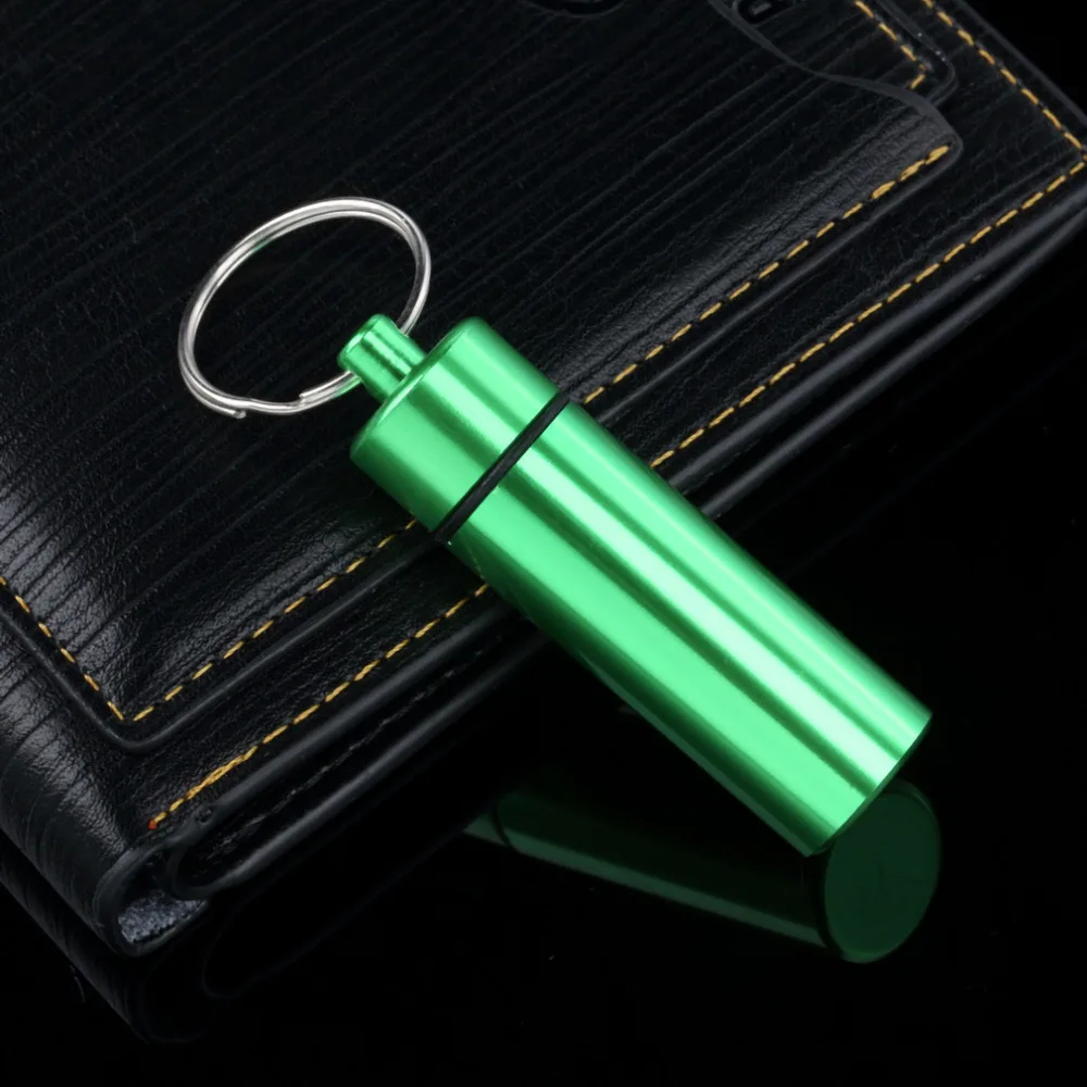 7 optional Keychain Pill Box WaterProof Silvery Aluminum Drug Case Bottle Holder Container | Красота и здоровье