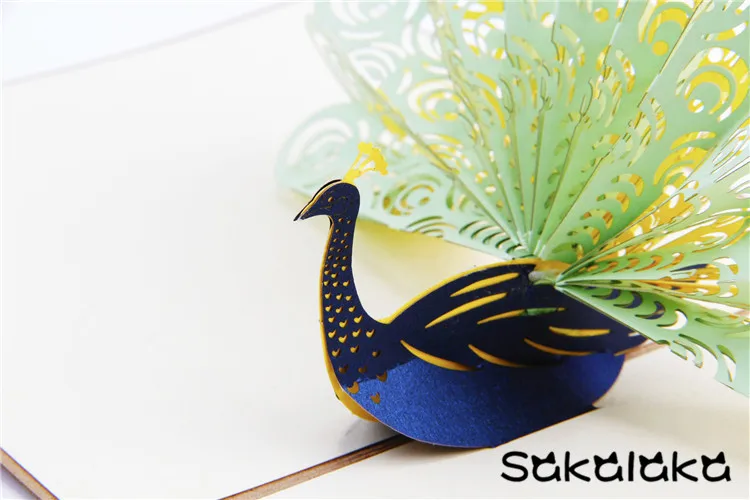 Креативный 3D ручной работы высококачественный peafowl поздравительная открытка