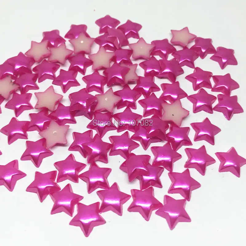 

100pcs 11mm Fuchsia Pink Pearl Star Flatbacks Cabochons Embellishments Flatback Scrapbooking Confetti Resin Crafts
