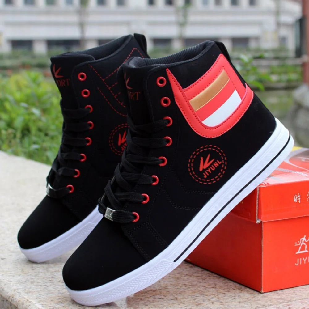 Туфли мужские высокие со шнуровкой с круглым носком на плоской подошве|hombre