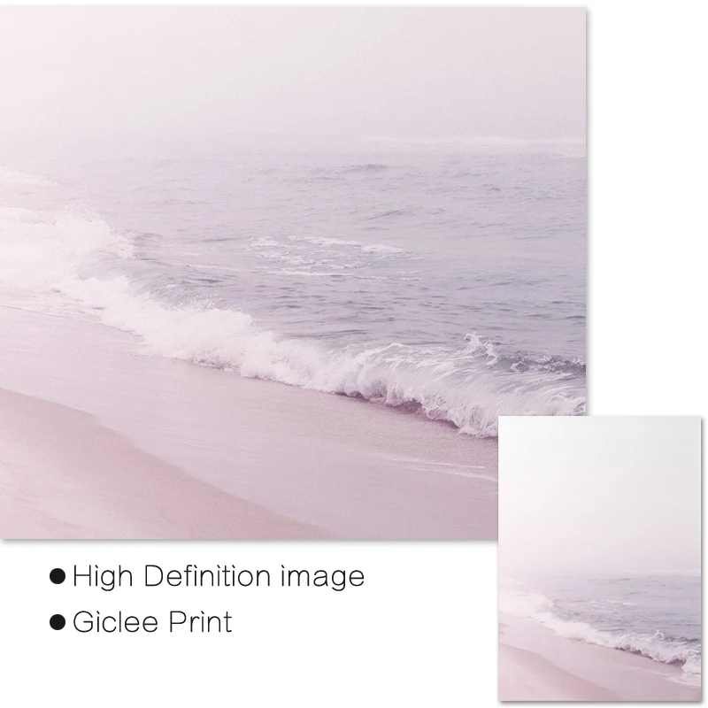 Пастельное настенное искусство розовые пляжные пальмы печать морской пейзаж