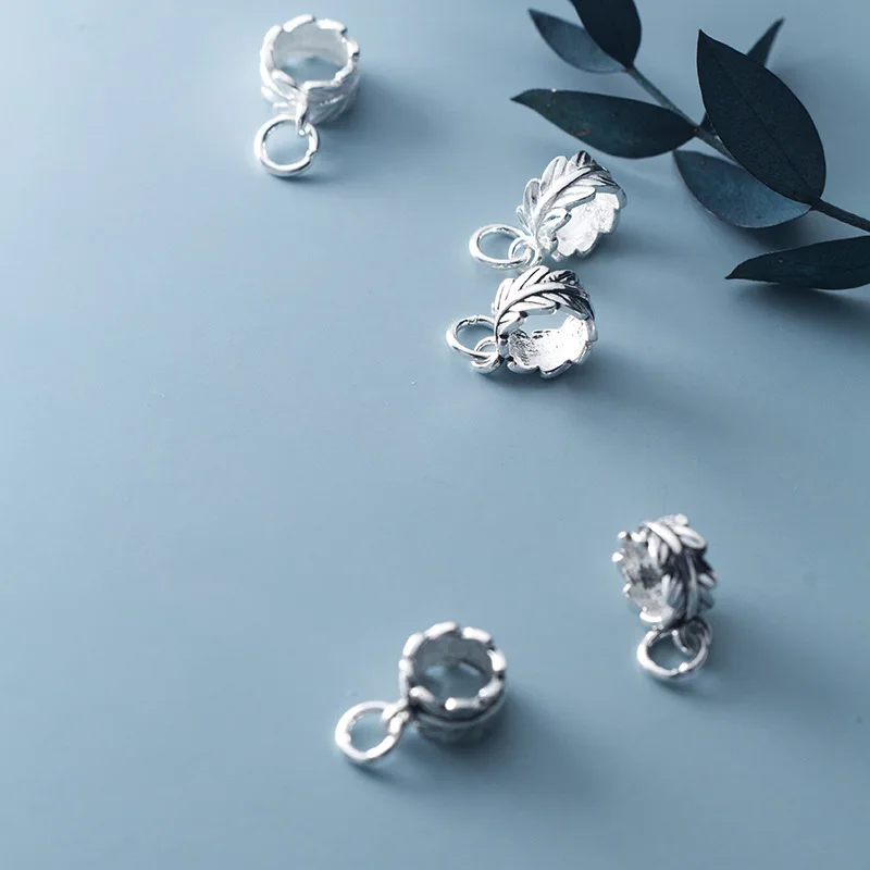 Подвески из стерлингового серебра 925 пробы в виде листа кольца соединителя