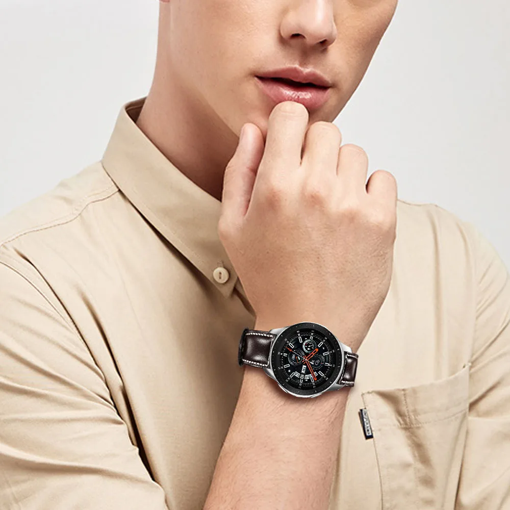 Итальянский винтажный ремешок для часов из натуральной кожи 22 мм для samsung Galaxy Watch 46 мм gear S3 Quick Release Band стальной ремешок с пряжкой