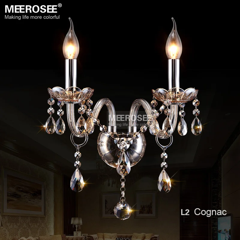

Modern vintage Crystal wall light 2 lights Glass wall sconce lamp Cognac crystal wall light fixture Restaurant Cafe wall lustre