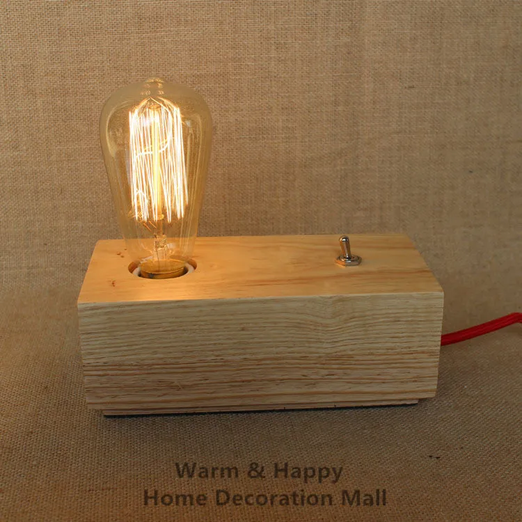 Винтажные настольные лампы Эдисона персонализированная деревянная настольная