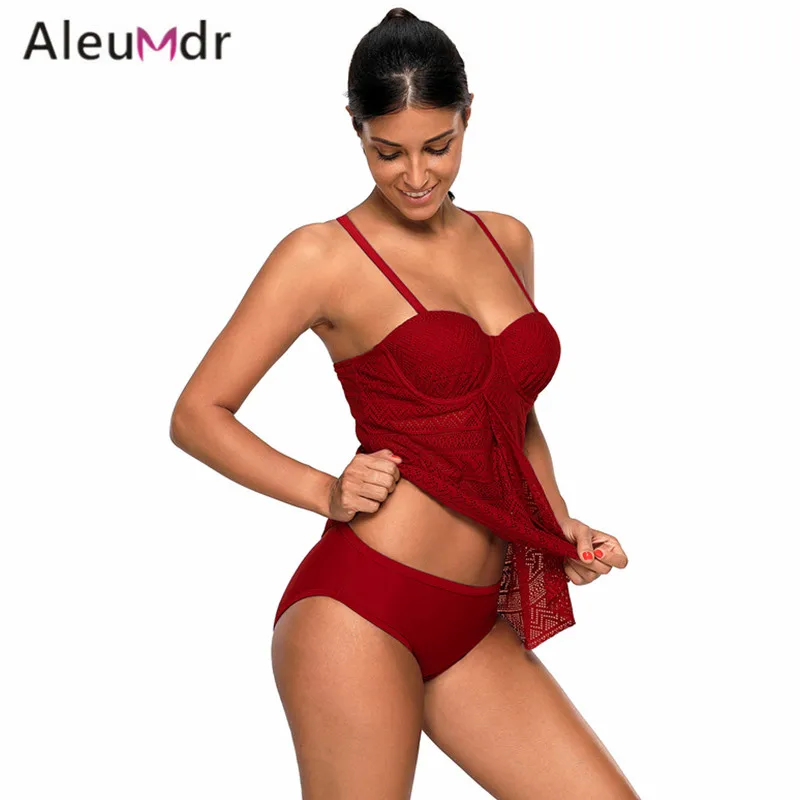 Aleumdr Купальники для малышек Для женщин комплект бикини сексуальные Кружево Flyaway