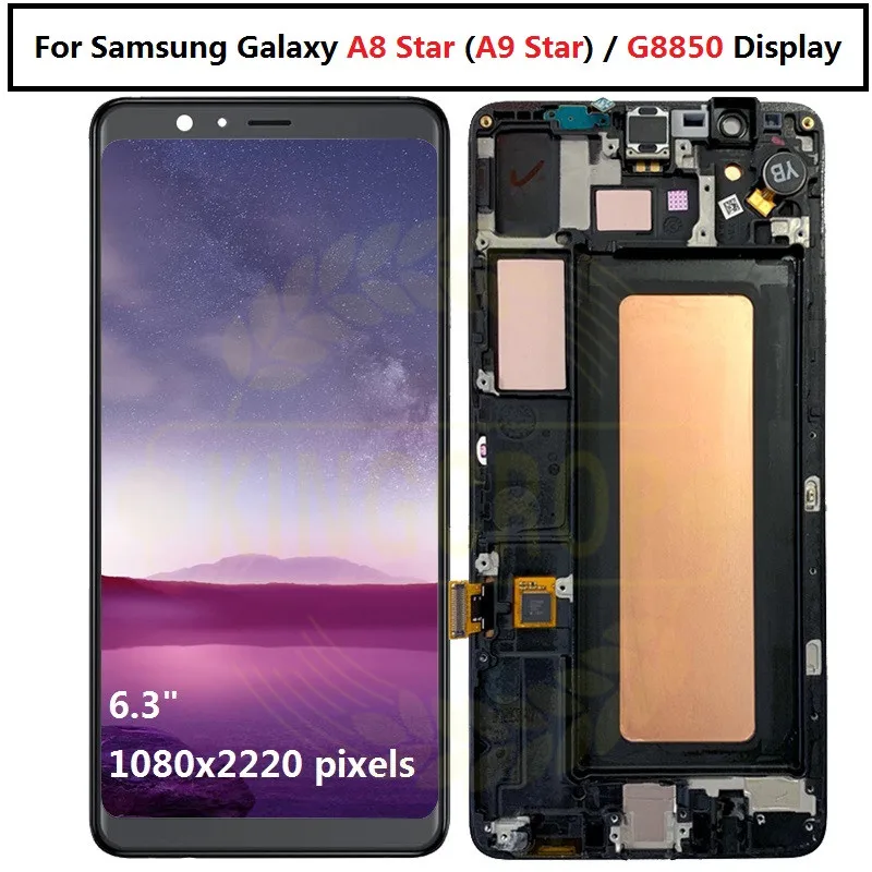 ЖК дисплей Super AMOLED для Samsung Galaxy A8 Star (A9 Star) с рамкой и дигитайзером в сборе SAMSUNG