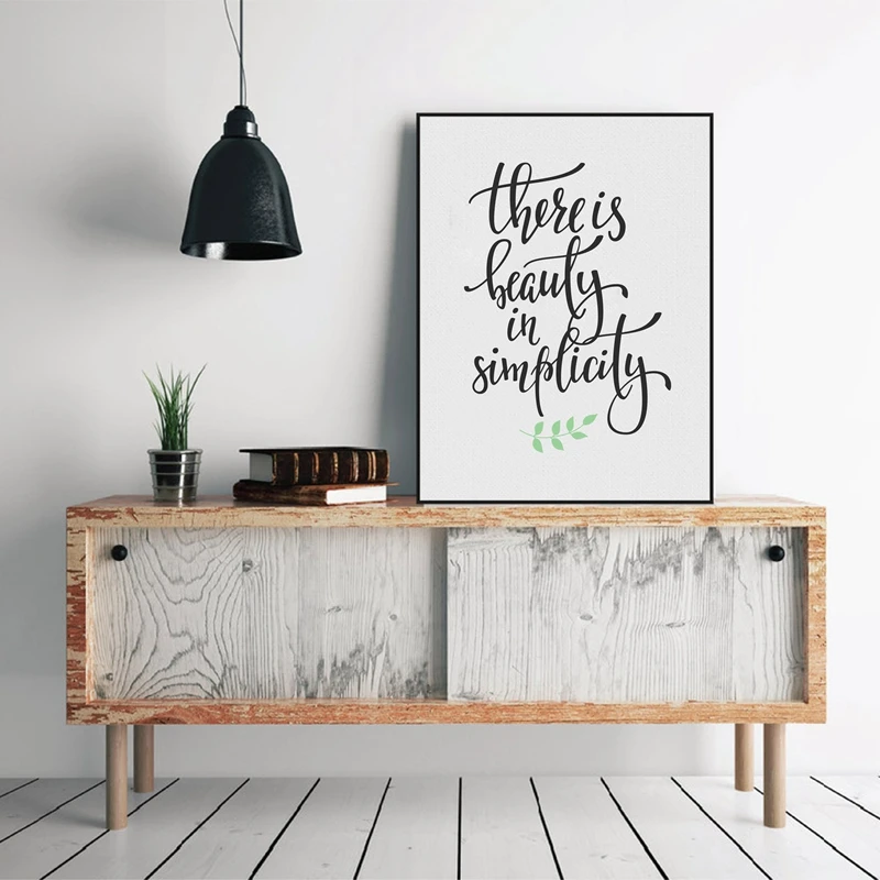 Картина на холсте с надписью It is beauty in simplicity | Дом и сад