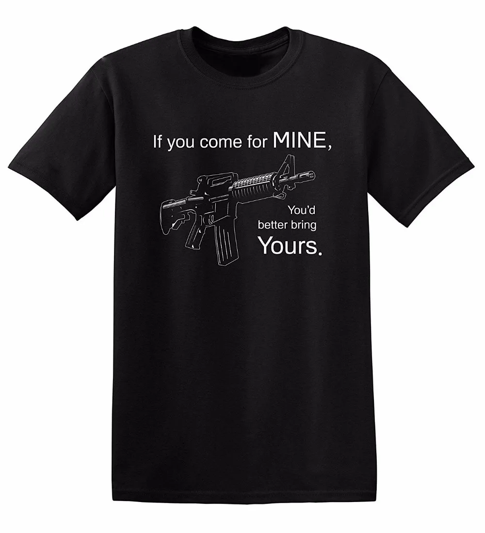 

Casual Printed Tee T Shirt Casual Men Clothing Men's Mine/Yours Funny Gun 2nd Amendment AR15 M16 T-Shirt