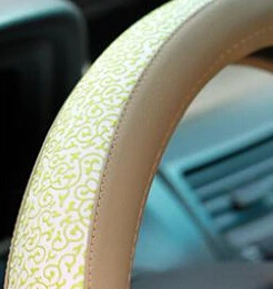 Зеленый Четыре сезона pu кожаный резной чехол рулевого колеса автомобиля, ступицы рулевого колеса авто поставки крышка выхлопной трубы - Название цвета: Зеленый