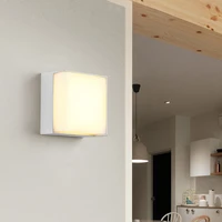 square 5w led wall sconce light fixture acrylic outdoor lamp waterproof gate yard white shell