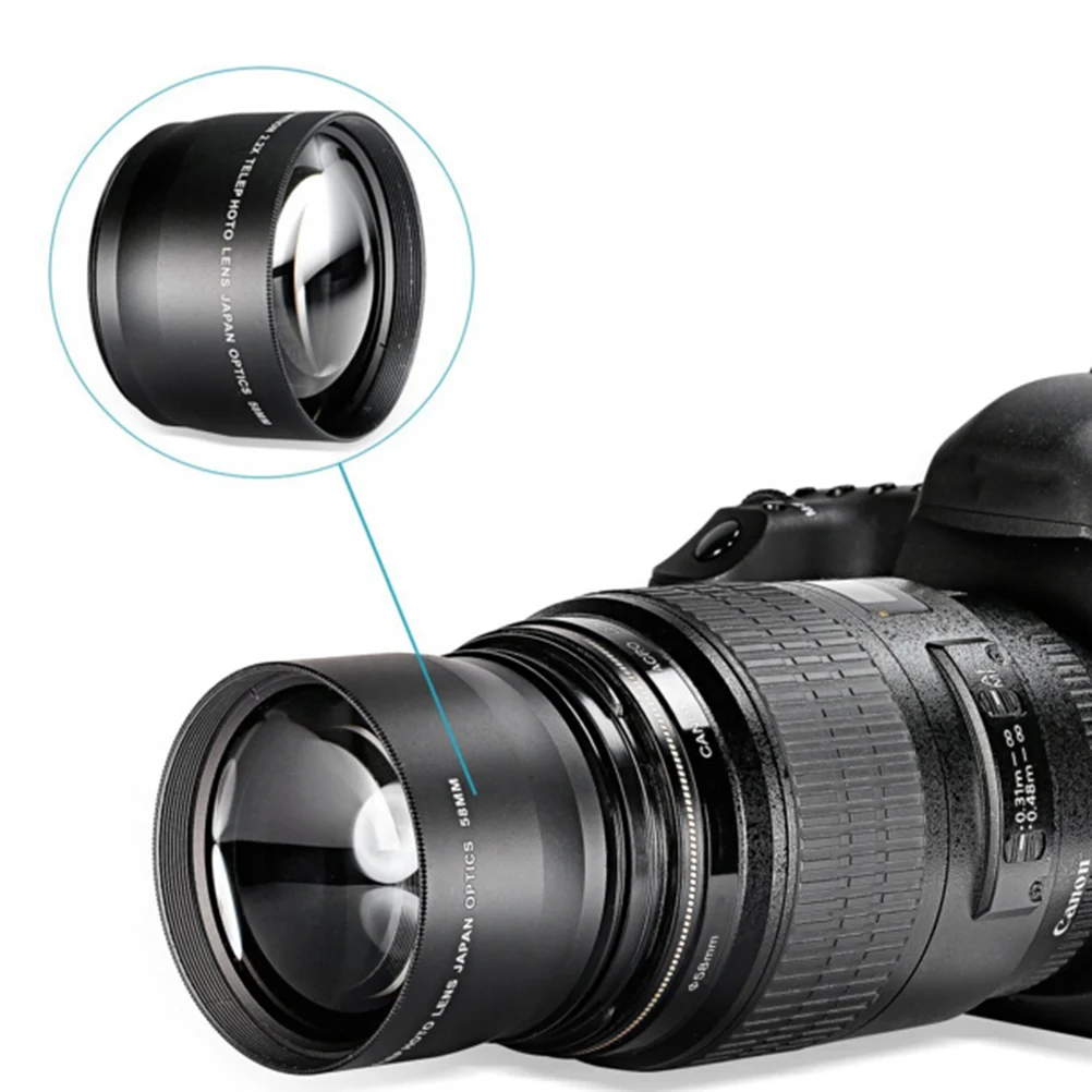 Телеобъектив + салфетка для очистки 58 мм 2.0X Canon Nikon Sony Pentax | Электроника