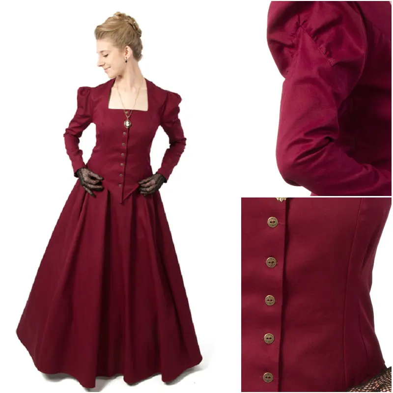 

HIstory!Customer-made Red Victorian dress 1860s Civil war Dress Scarlett Theater Costume Halloween Renaissance Dress V-453