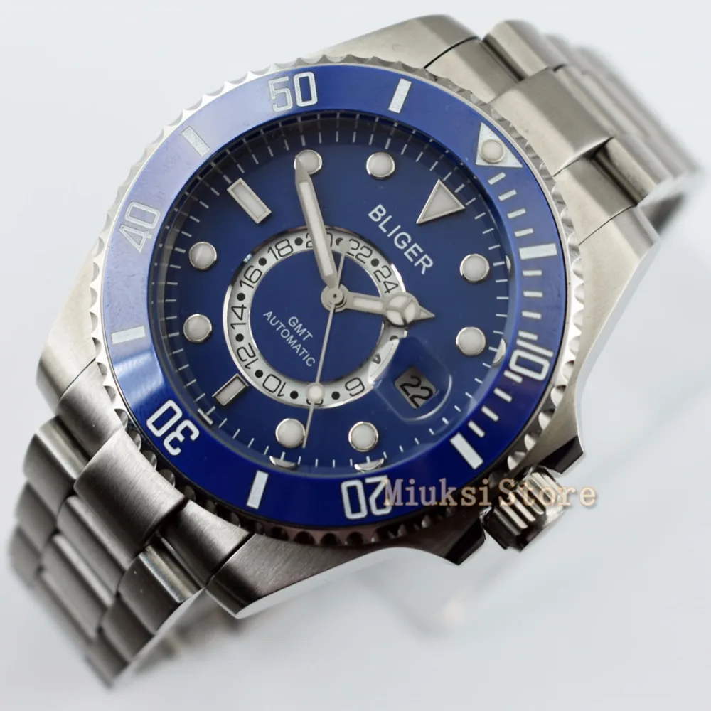 43 мм D'origine blue montre mode pour Top marque automatique multifoncments homme календириор мужские Lumineux|Мужские