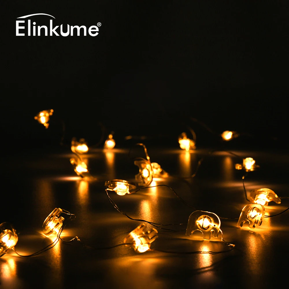 Elinkume 2,3 м 20 светодиодный s светодиодный светильник со слоном медный светодиодный Сказочный светильник для улицы водонепроницаемый для рождественских и вечерние украшения