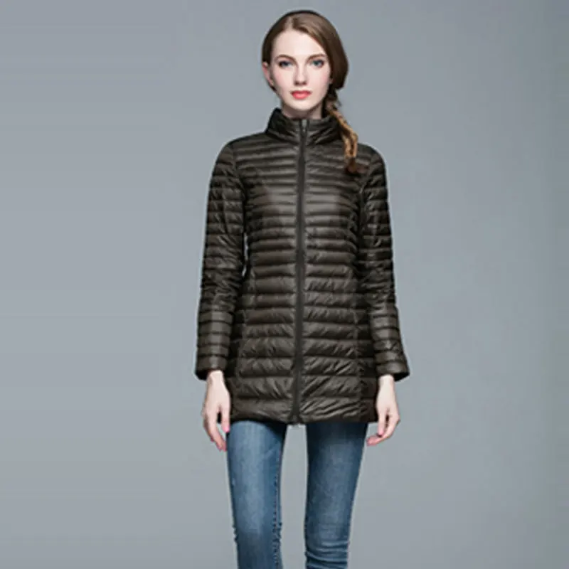 Plus Size 4XL 8 Colors Women Casual Ultralight Down Jacket with 90% 10% Feather Winter Long Coat A590 | Женская одежда