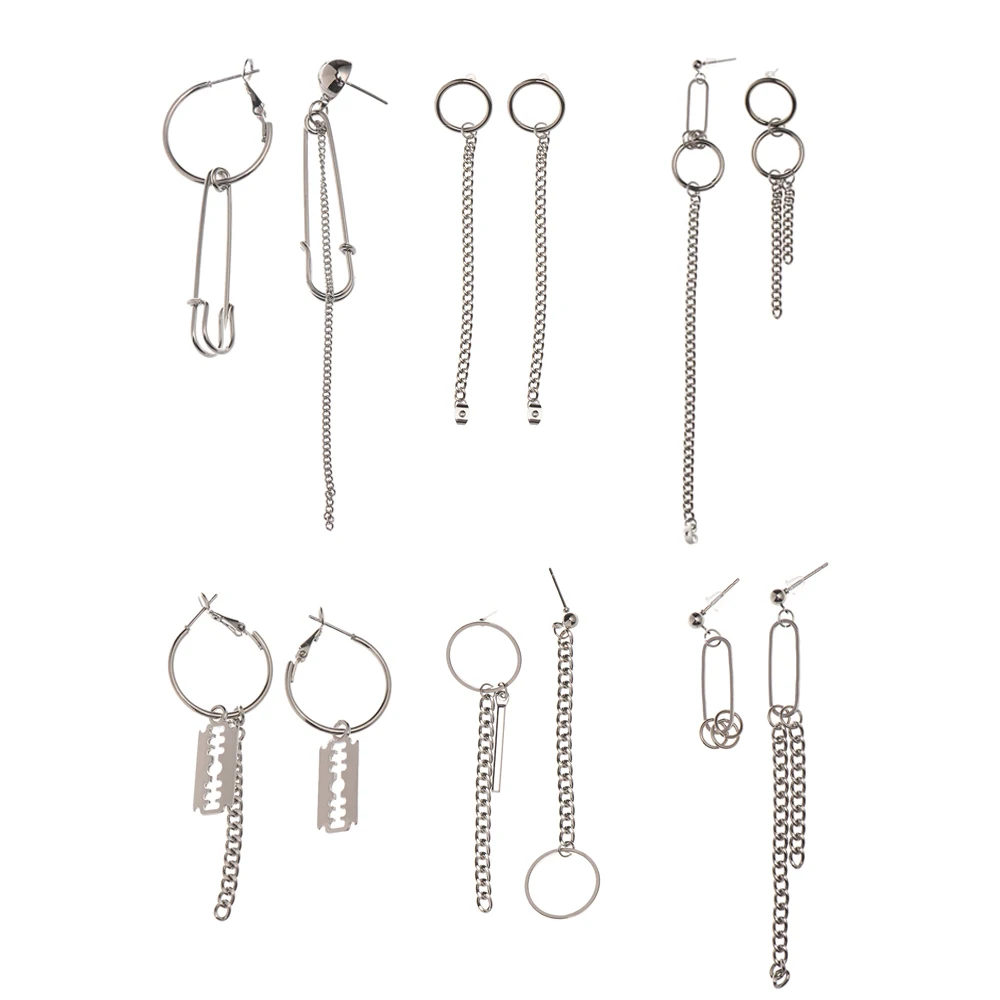 Женские и мужские геометрические серьги Kpop длинные висячие с кисточками 1 пара