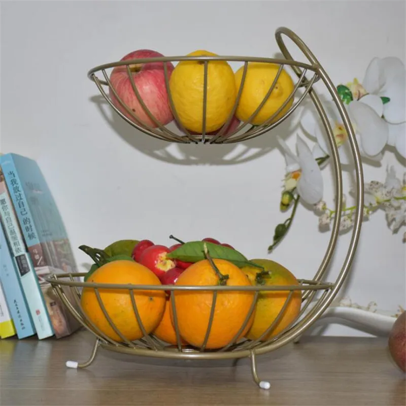 Новый домашний декор 2 ярусная корзина для фруктов из нержавеющей стали поднос