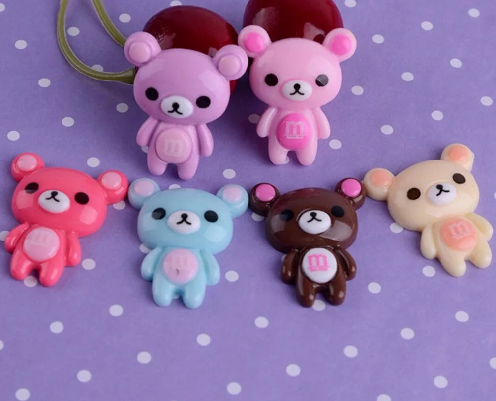 100 шт. полимерные бусины с милым медвежонком фигурки миниатюрные для