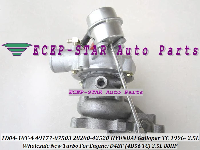 TD04 10T 4 Турбокомпрессор 49177 07503 28200 42520 Для HYUNDAI Galloper TC 1996 двигатель D4BF (4D56 T/C) 2.5L