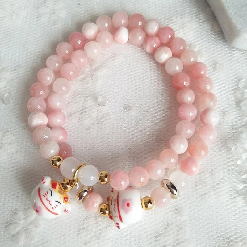 Женский браслет из натуральной керамики с кристаллами | Украшения и аксессуары