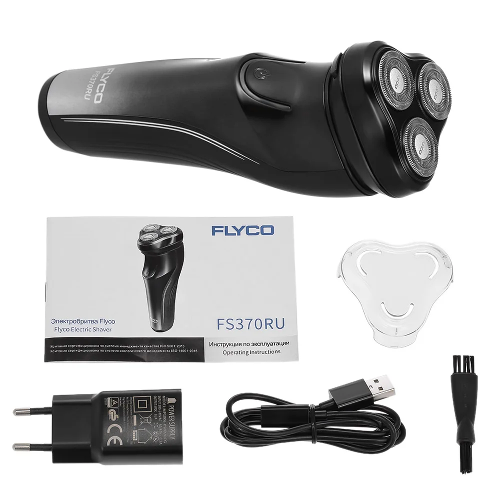 Flyco FS370RU электробритва с 3D плавающими головками Мужская перезаряжаемая бритва полностью моющаяся триммер для волос