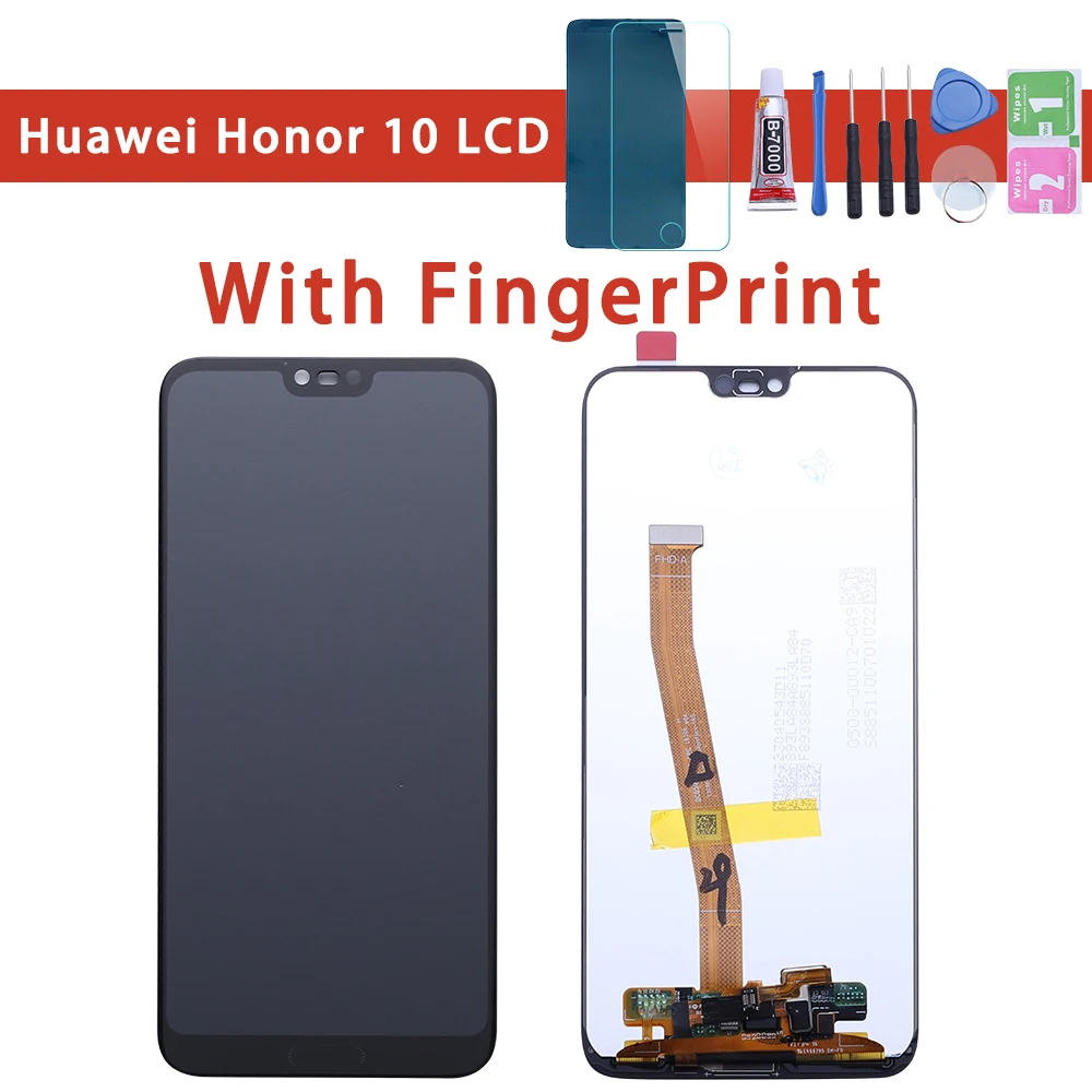 Оригинальный экран для Huawei Honor 10 ЖК дисплей сенсорный с рамкой COL L29 отпечатком