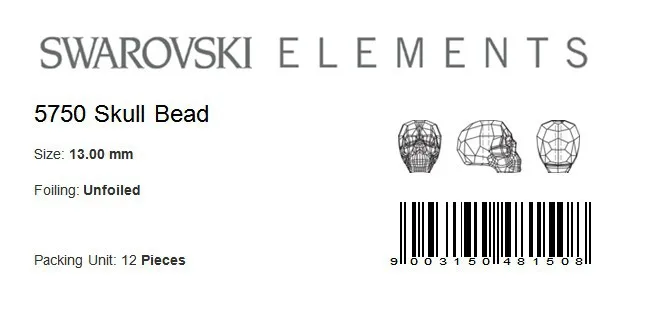 1 шт.) оригинальные кристаллы Swarovski 5750 бусины в форме черепа, сделанные в австрийском стиле, стразы для изготовления ювелирных изделий своими руками